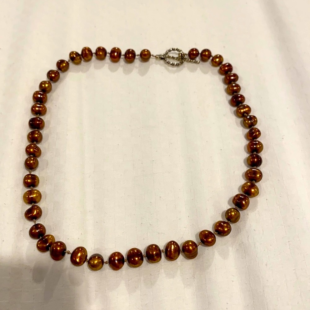 FRESH WATER PEARLS/ STERLING CLASP IN BROWN